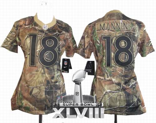 Women Nike Denver Broncos 18# Peyton Manning Realtree Elite 2014 Super bowl XLVIII(GYM) Jersey