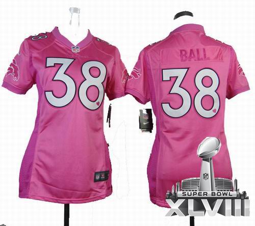 Women Nike Denver Broncos 38 Montee Ball Pink Love 2014 Super bowl XLVIII(GYM) Jersey