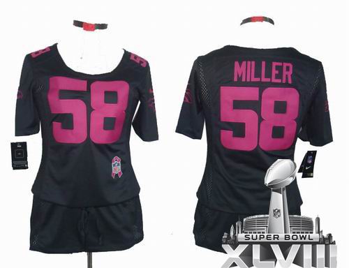 Women Nike Denver Broncos 58# Von Miller Elite breast Cancer Awareness Dark grey 2014 Super bowl XLVIII(GYM) Jersey