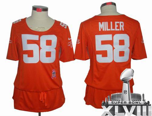 Women Nike Denver Broncos 58# Von Miller Elite breast Cancer Awareness orange 2014 Super bowl XLVIII(GYM) Jersey