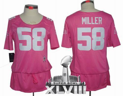 Women Nike Denver Broncos 58# Von Miller Elite breast Cancer Awareness pink 2014 Super bowl XLVIII(GYM) Jersey