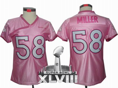 Women Nike Denver Broncos 58# Von Miller pink love elite 2014 Super bowl XLVIII(GYM) Jersey