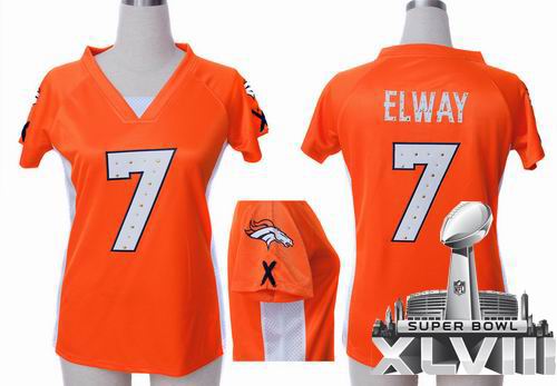 Women Nike Denver Broncos 7# John Elway orange draft him ii top 2014 Super bowl XLVIII(GYM) Jersey