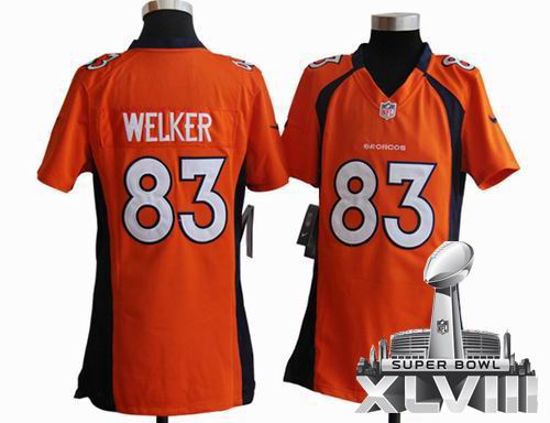 Women Nike Denver Broncos 83# Wes Welker orange game 2014 Super bowl XLVIII(GYM) Jersey