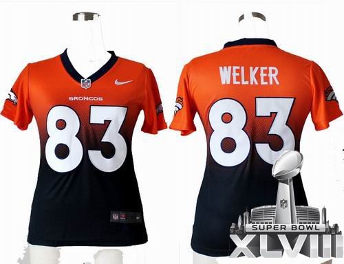 Women Nike Denver Broncos 83 Wes Welker Elite Drift II Fashion 2014 Super bowl XLVIII(GYM) Jersey
