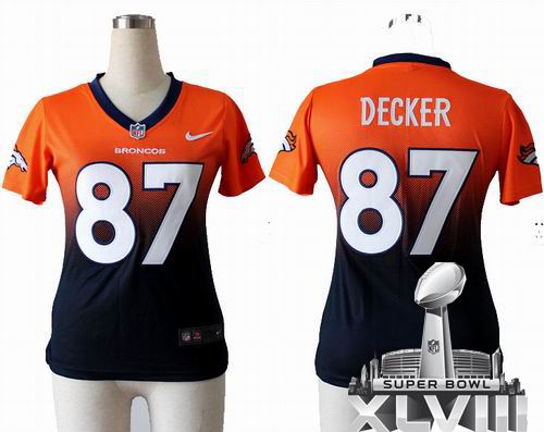 Women Nike Denver Broncos 87# Eric Decker Elite Drift II Fashion 2014 Super bowl XLVIII(GYM) Jersey