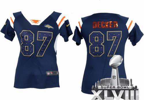 Women Nike Denver Broncos 87# Eric Decker blue Handwork Sequin Name Fashion 2014 Super bowl XLVIII(GYM) Jersey