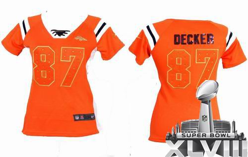 Women Nike Denver Broncos 87# Eric Decker orange Handwork Sequin Name Fashion 2014 Super bowl XLVIII(GYM) Jersey