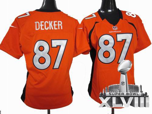 Women Nike Denver Broncos 87# Eric Decker orange game 2014 Super bowl XLVIII(GYM) Jersey