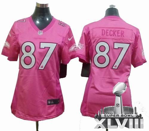 Women Nike Denver Broncos 87# Eric Decker pink  love game 2014 Super bowl XLVIII(GYM) Jersey