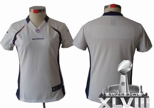 Women Nike Denver Broncos blank white limited 2014 Super bowl XLVIII(GYM) Jersey
