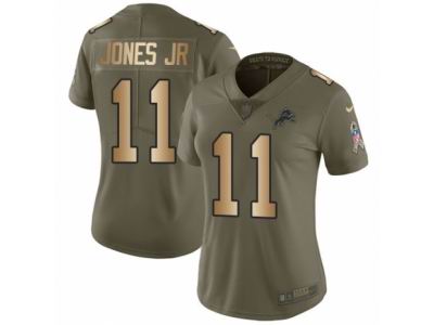 Women Nike Detroit Lions #11 Marvin Jones Jr Limited Olive Gold Salute to Service NFL Jersey
