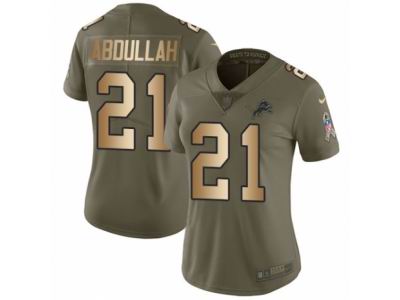 Women Nike Detroit Lions #21 Ameer Abdullah Limited Olive Gold Salute to Service NFL Jersey