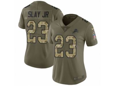 Women Nike Detroit Lions #23 Darius Slay Limited Olive Camo Salute to Service NFL Jersey