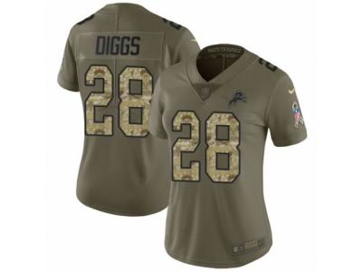 Women Nike Detroit Lions #28 Quandre Diggs Limited Olive Camo Salute to Service NFL Jersey