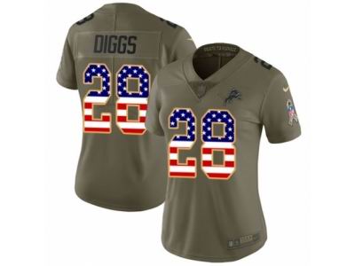 Women Nike Detroit Lions #28 Quandre Diggs Limited Olive USA Flag Salute to Service NFL Jersey
