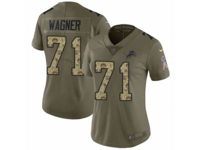 Women Nike Detroit Lions #71 Ricky Wagner Limited Olive Camo Salute to Service NFL Jersey