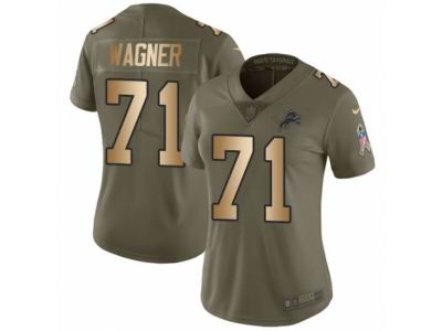 Women Nike Detroit Lions #71 Ricky Wagner Limited Olive Gold Salute to Service NFL Jersey