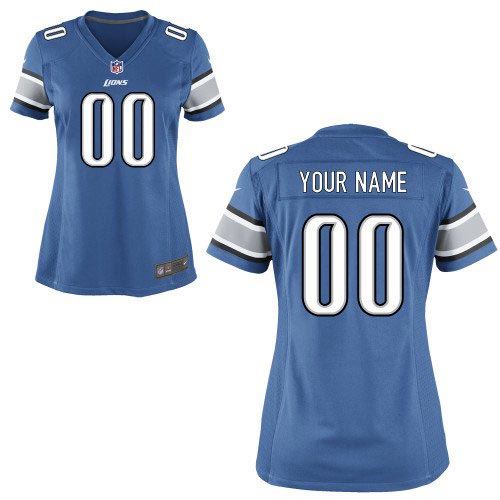 Women Nike Detroit Lions Customized Game Team Color Blue Jersey
