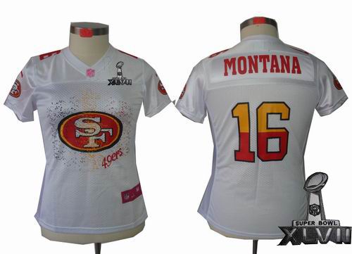 Women Nike FEM FAN San Francisco 49ers #16 Joe Montana white elite 2013 Super Bowl XLVII Jersey