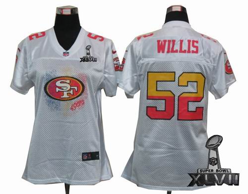 Women Nike FEM FAN San Francisco 49ers #52 Patrick Willis white 2013 Super Bowl XLVII Jersey