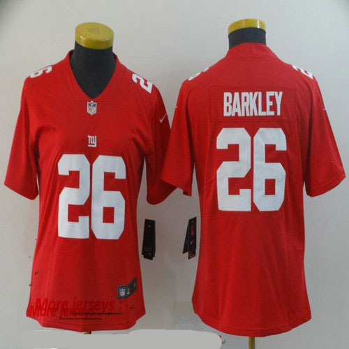 Women Nike Giants 26 Saquon Barkley Red Women Inverted Legend Limited Jersey
