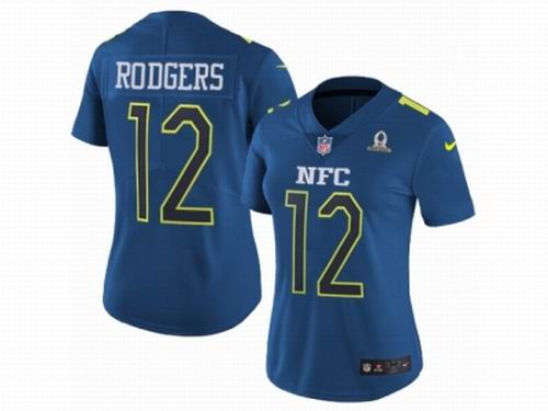 Women Nike Green Bay Packers #12 Aaron Rodgers Limited Blue 2017 Pro Bowl NFL Jersey