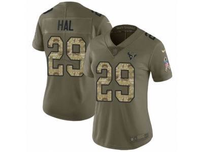 Women Nike Houston Texans #29 Andre Hal Limited Olive Camo 2017 Salute to Service NFL Jersey
