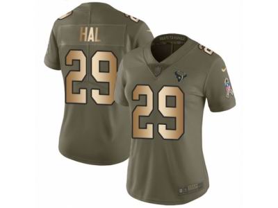 Women Nike Houston Texans #29 Andre Hal Limited Olive Gold 2017 Salute to Service NFL Jersey