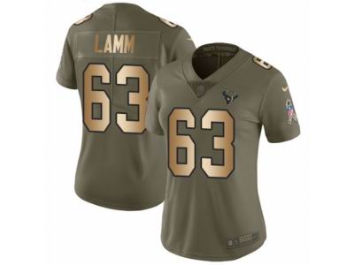 Women Nike Houston Texans #63 Kendall Lamm Limited Olive Gold 2017 Salute to Service NFL Jersey