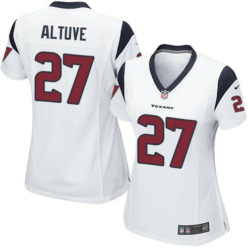 Women Nike Houston Texans 27 Jose Altuve White NFL Elite Jersey