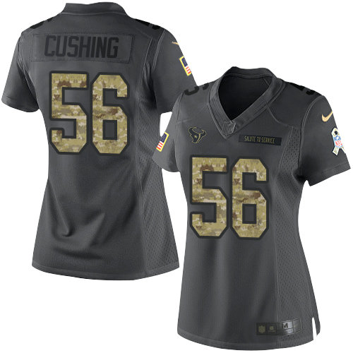 Women Nike Houston Texans 56 Brian Cushing Black NFL Limited 2016 Salute to Service Jersey