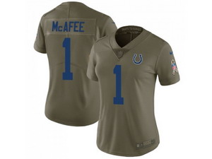 Women Nike Indianapolis Colts #1 Pat McAfee Olive Stitched NFL Limited 2017 Salute to Service Jersey
