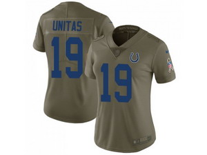 Women Nike Indianapolis Colts #19 Johnny Unitas Olive Stitched NFL Limited 2017 Salute to Service Jersey