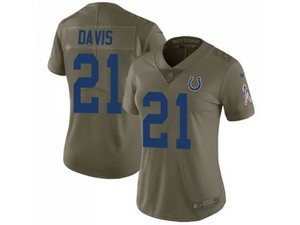 Women Nike Indianapolis Colts #21 Vontae Davis Olive Stitched NFL Limited 2017 Salute to Service Jersey
