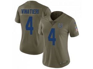 Women Nike Indianapolis Colts #4 Adam Vinatieri Olive Stitched NFL Limited 2017 Salute to Service Jersey