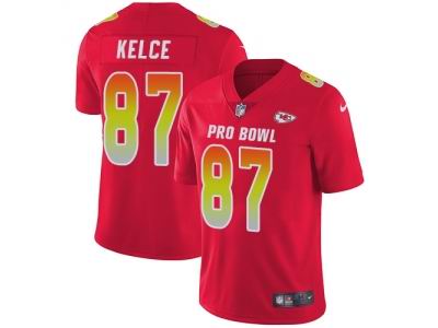 Women Nike Kansas City Chiefs #87 Travis Kelce Red Limited AFC 2018 Pro Bowl Jersey