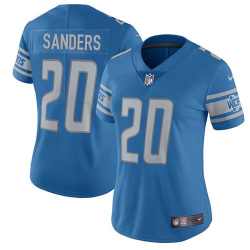 Women Nike Lions #20 Barry Sanders Light Blue Team Color Vapor Untouchable Limited Jersey
