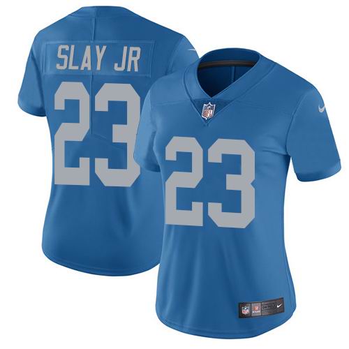Women Nike Lions #23 Darius Slay Jr Blue Throwback Vapor Untouchable Limited Jersey