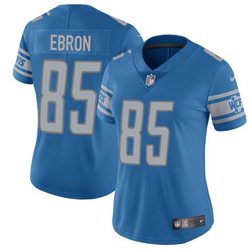 Women Nike Lions #85 Eric Ebron Light Blue Team Color Vapor Untouchable Limited Jersey
