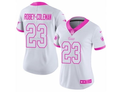 Women Nike Los Angeles Rams #23 Nickell Robey-Coleman Limited White Pink Rush Fashion Jersey