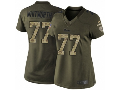 Women Nike Los Angeles Rams #77 Andrew Whitworth Limited Green Salute to Service NFL Jersey