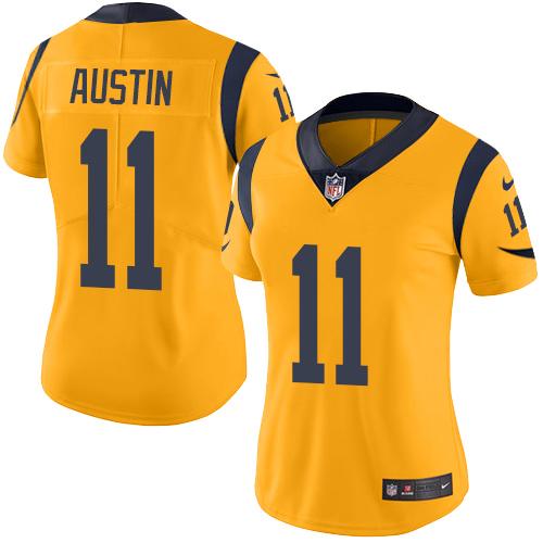 Women Nike Los Angeles Rams 11 Tavon Austin Gold NFL Limited Rush Jersey