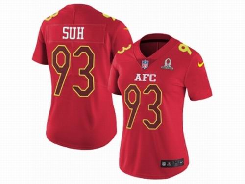 Women Nike Miami Dolphins #93 Ndamukong Suh Limited Red 2017 Pro Bowl NFL Jersey