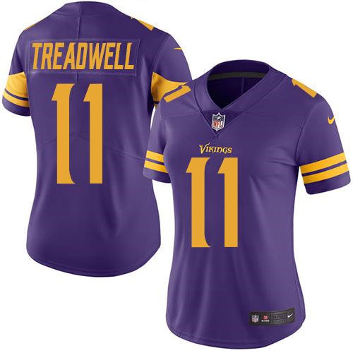 Women Nike Minnesota Vikings 11 Laquon Treadwell Purple NFL Limited Rush Jersey