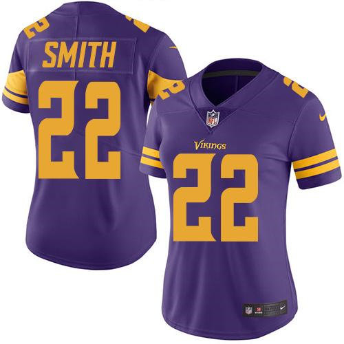 Women Nike Minnesota Vikings 22 Harrison Smith Purple NFL Limited Rush Jersey
