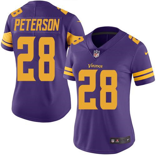 Women Nike Minnesota Vikings 28 Adrian Peterson Purple NFL Limited Rush Jersey