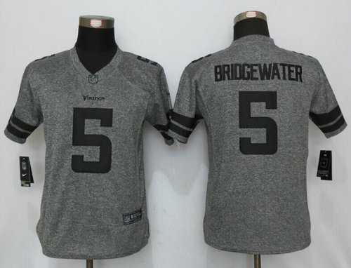 Women Nike Minnesota Vikings 5 Bridgewater Gray Gridiron Gray Limited Jersey