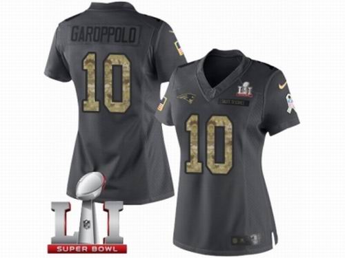 Women Nike New England Patriots #10 Jimmy Garoppolo Limited Black 2016 Salute to Service Super Bowl LI 51 Jersey