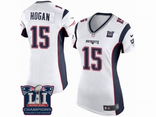 Women Nike New England Patriots #15 Chris Hogan Elite White game Super Bowl LI Champions NFL Jersey
